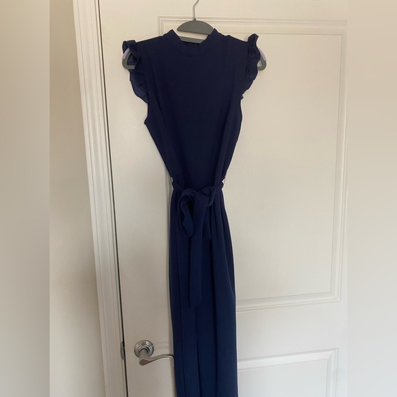 Navy blue ruffle jumpsuit - Picture 1 of 3